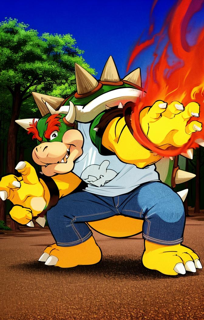 anime style depiction of Bowser from Dark Horse Comics on Craiyon
